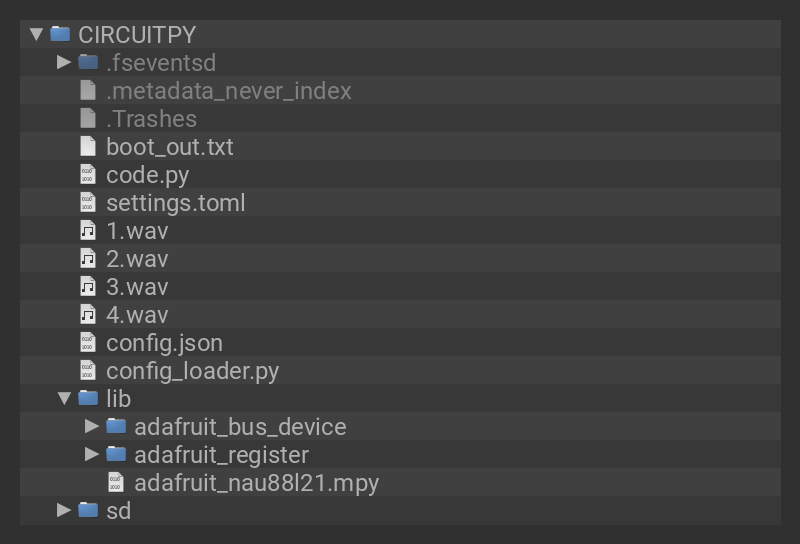 Drive screenshot showing required project files and libraries