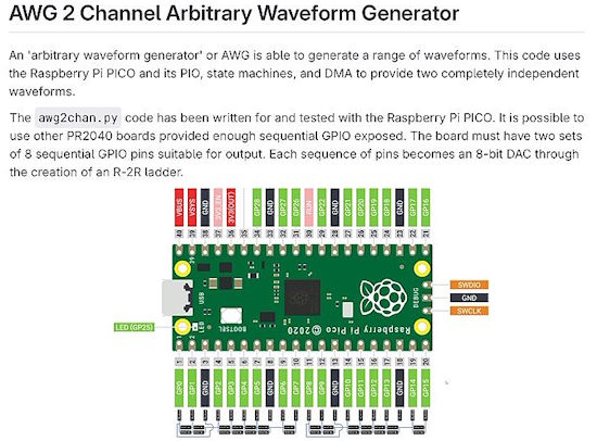 RasPi Pico Arbitrary Waveform Generator