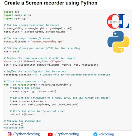 Create a Screen recorder using Python