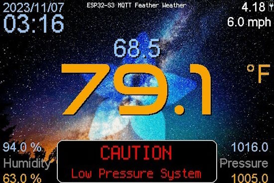 ESP32-S3 MQTT Feather Weather Display