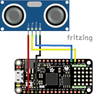 Feather M0 and Ultrasonic Sensor with CircuitPython