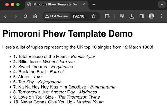 Pimoroni Phew Template Demo