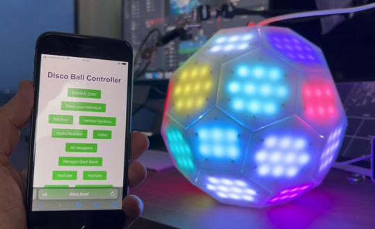 Smart disco ball changes colour like a chameleon