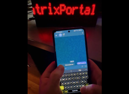 MatrixPortal M4 scrolls text sent over Telegram 