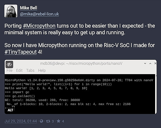 MicroPython for Tiny Tapeout