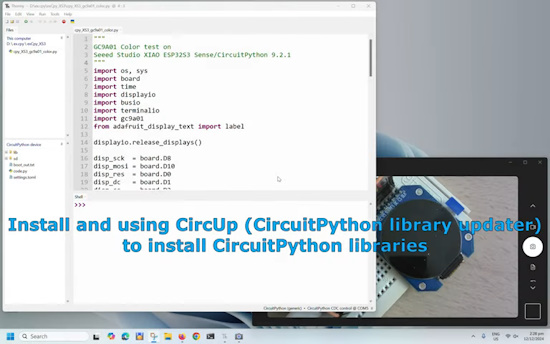 Install and using CircUp (CircuitPython library updater) to install CircuitPython libraries