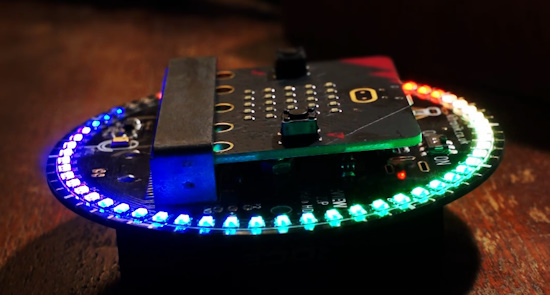 Clock, stopwatch and rainbow effect on Kitronik ZIP Halo HD in MicroPython