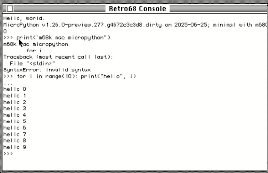 MicroPython Ported to Motorola 68000-based Macs