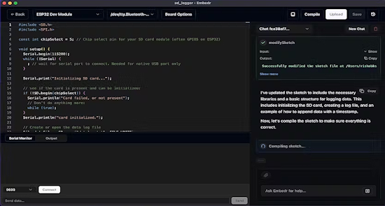 Embedr, an AI-First LLM-Powered Arduino Development Environment