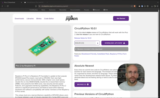 Raspberry Pi Pico 2 W with CircuitPython