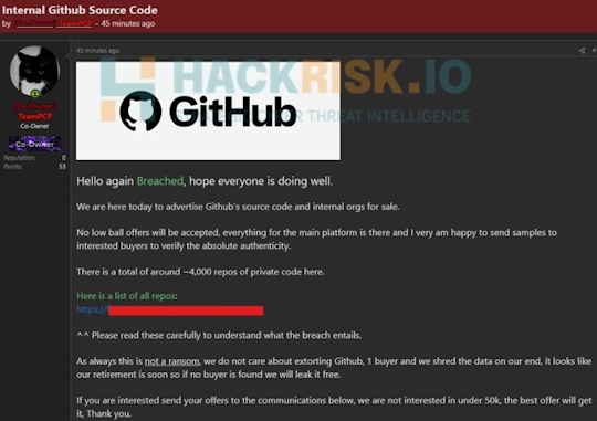 GitHub Internal Repositories Hacked