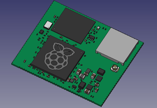 3D STEP model of the Raspberry Pi CM0 SOM