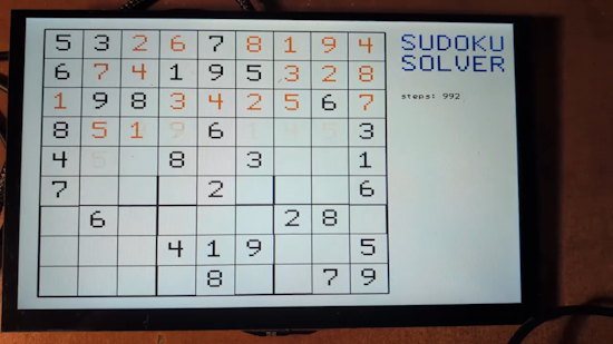 Micropython on the Pico Computer 3 solving a Sudoku puzzle