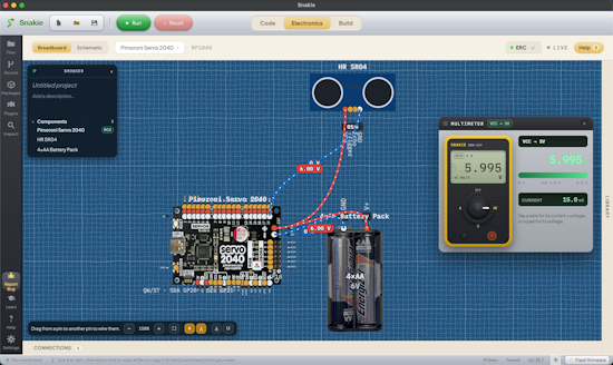 Snakie can now fully simulate electronics