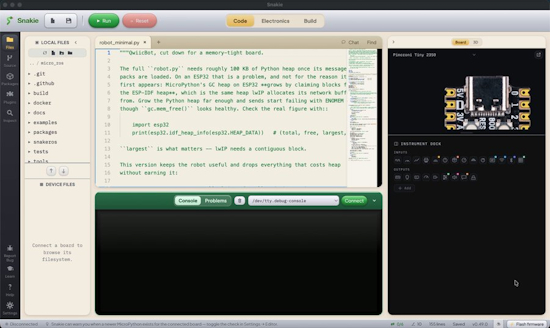 Kevin McAleer's Snakie editor